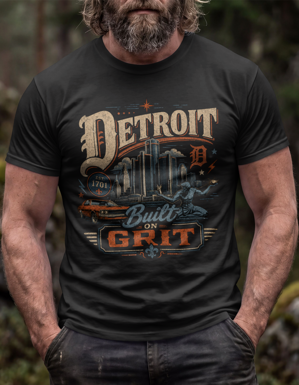 Detroit Built on Grit T-Shirt | Motor City Graphic Tee A Detroit T shirt