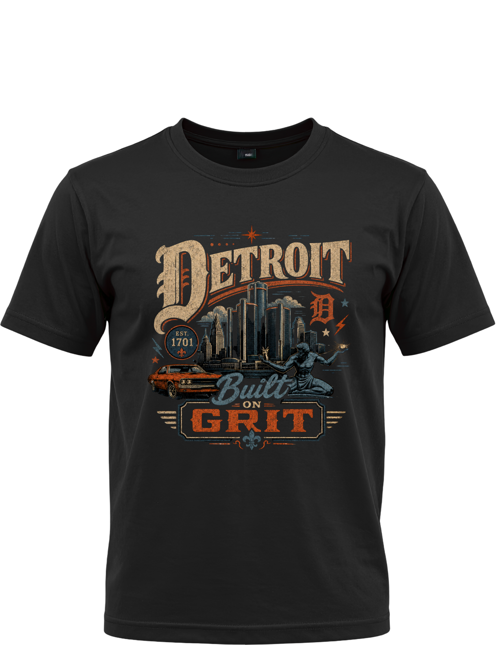 Detroit Built on Grit T-Shirt | Motor City Graphic Tee A Detroit T shirt