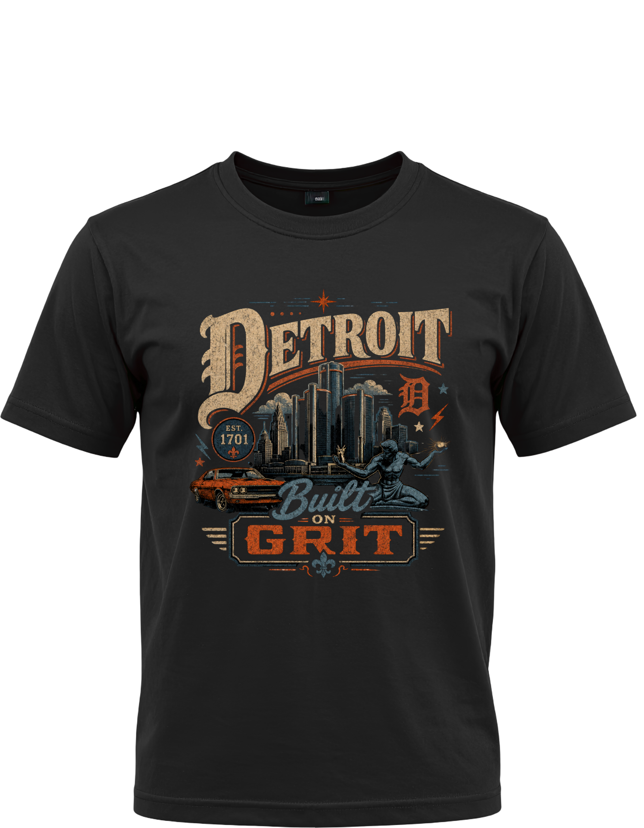 Detroit Built on Grit T-Shirt | Motor City Graphic Tee A Detroit T shirt