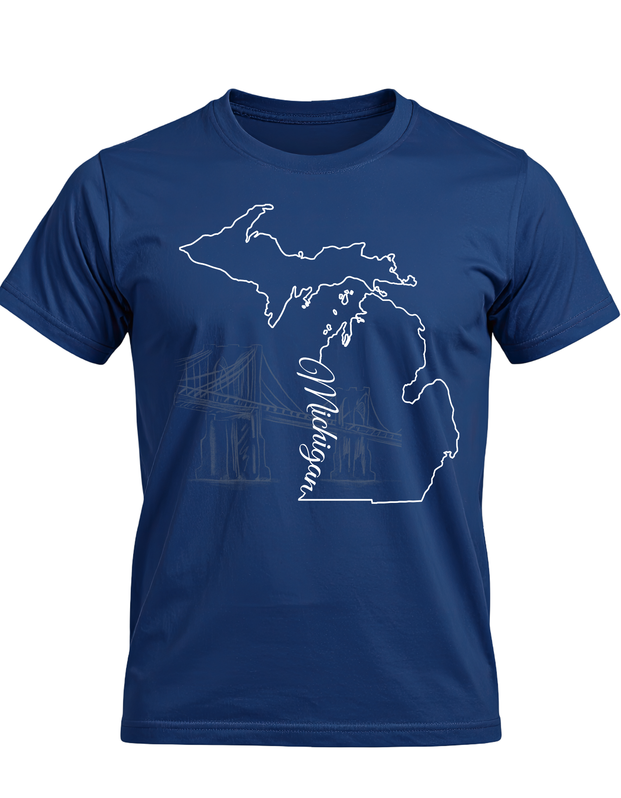 Michigan Outline T-Shirt (Mackinac Bridge Design) short sleeve