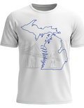 Michigan Outline T-Shirt (Mackinac Bridge Design) short sleeve