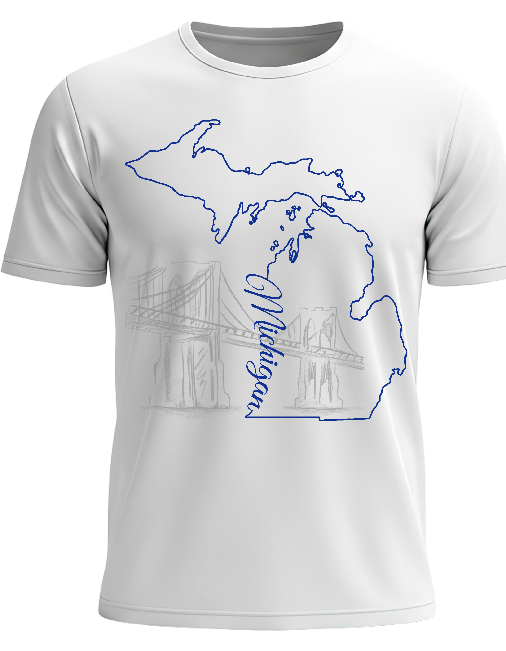 Michigan Outline T-Shirt (Mackinac Bridge Design) short sleeve