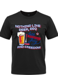 Beer, BBQ & Freedom Patriotic 4th of July Graphic Tee