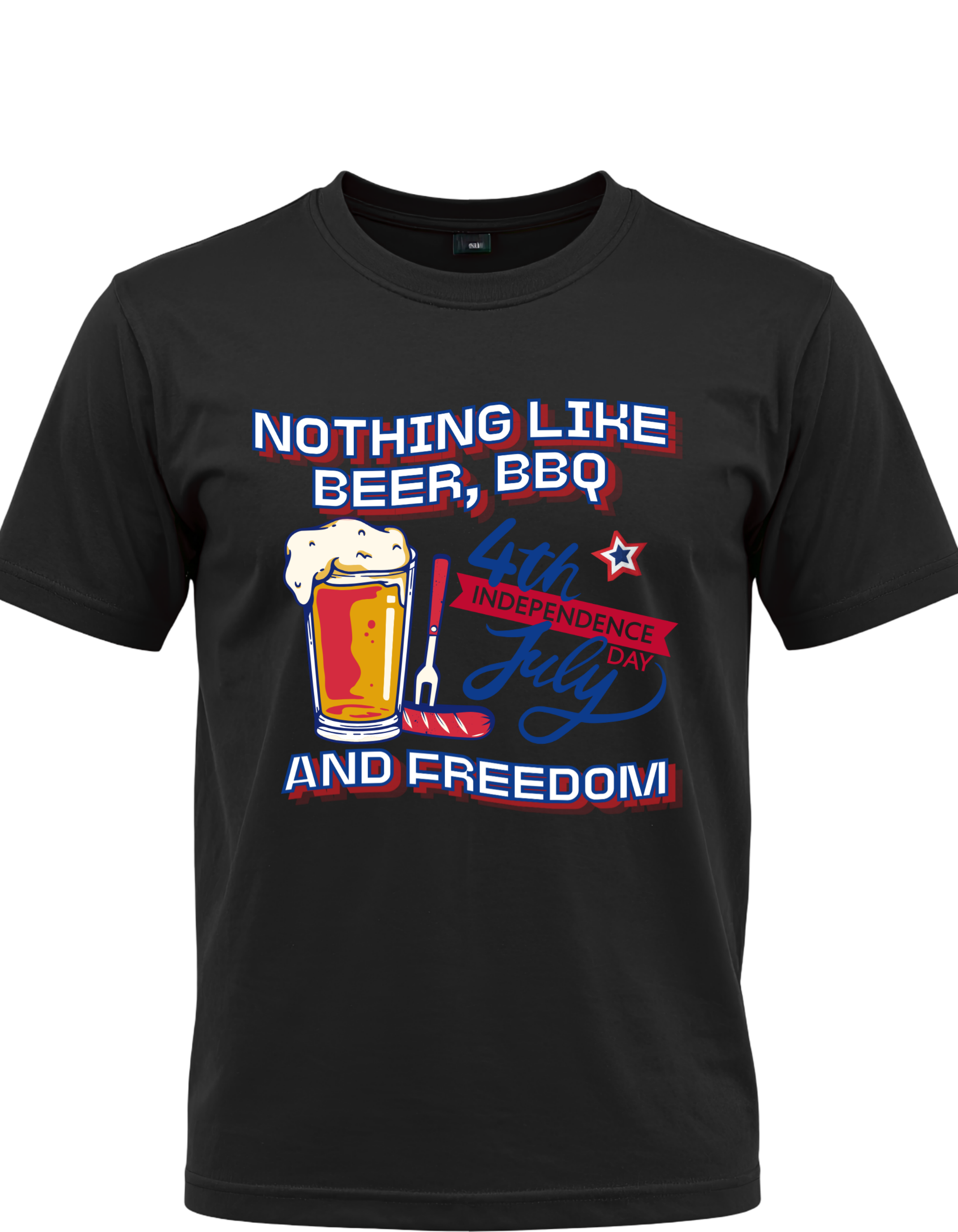 Beer, BBQ & Freedom Patriotic 4th of July Graphic Tee