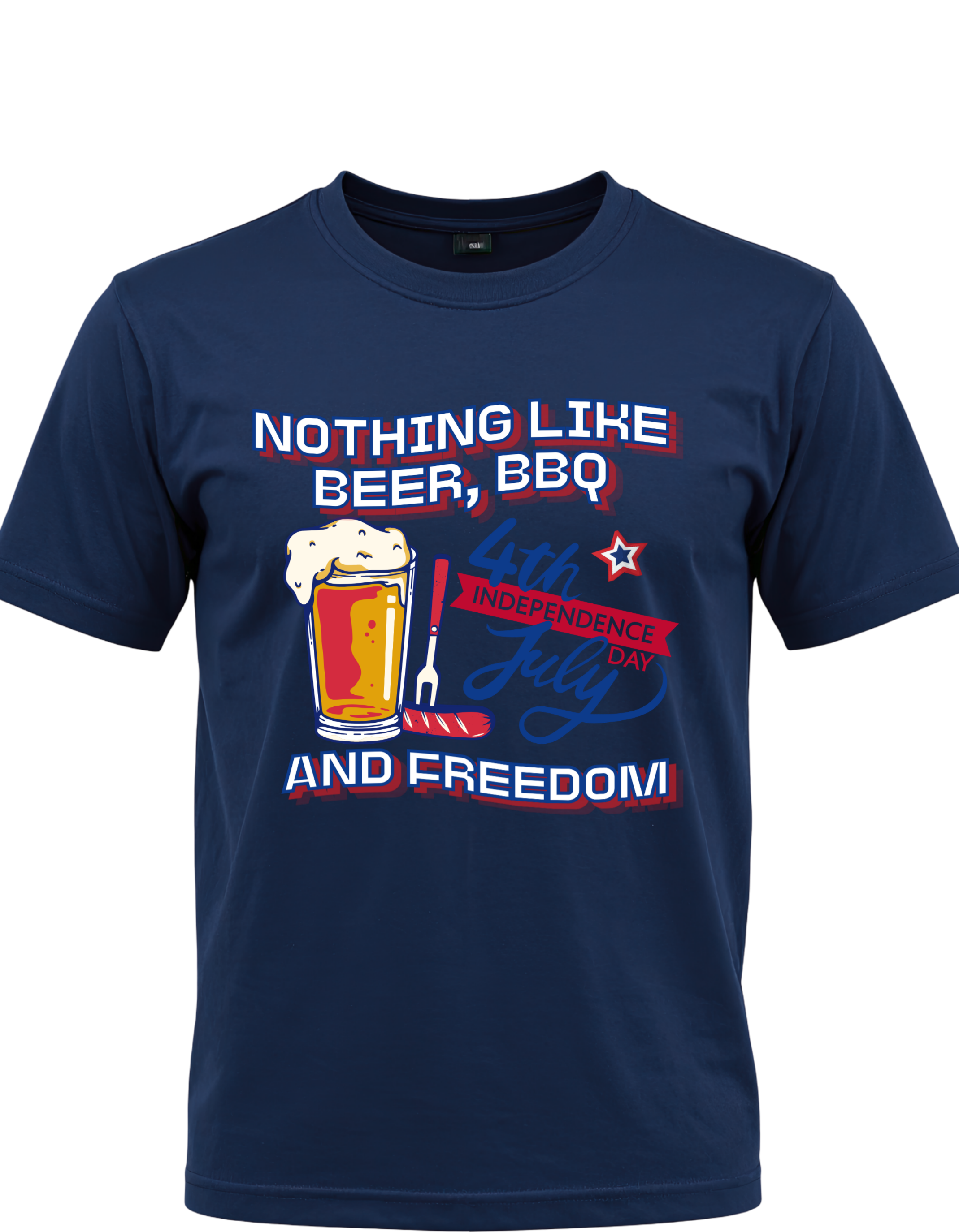 Beer, BBQ & Freedom Patriotic 4th of July Graphic Tee