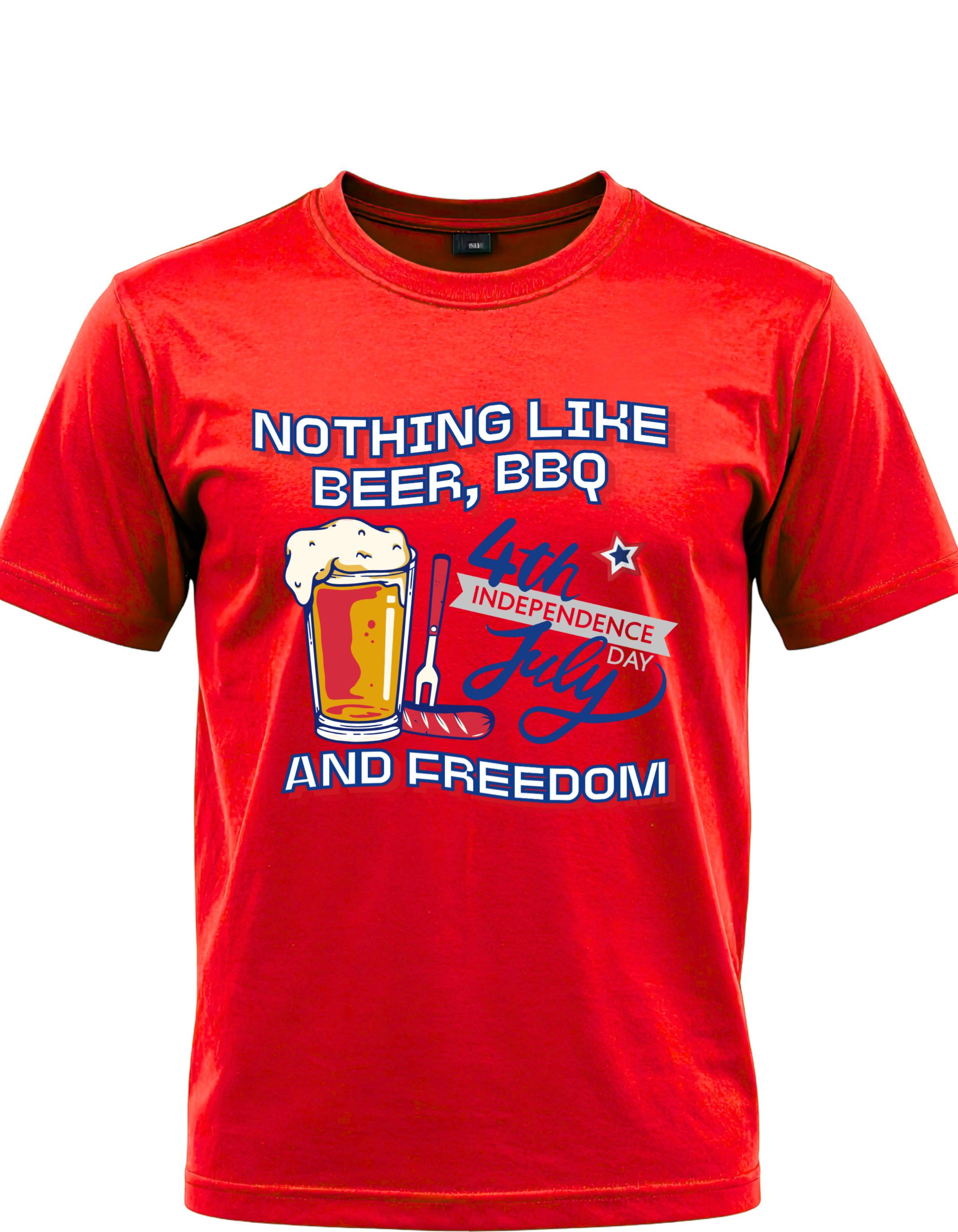 Beer, BBQ & Freedom Patriotic 4th of July Graphic Tee