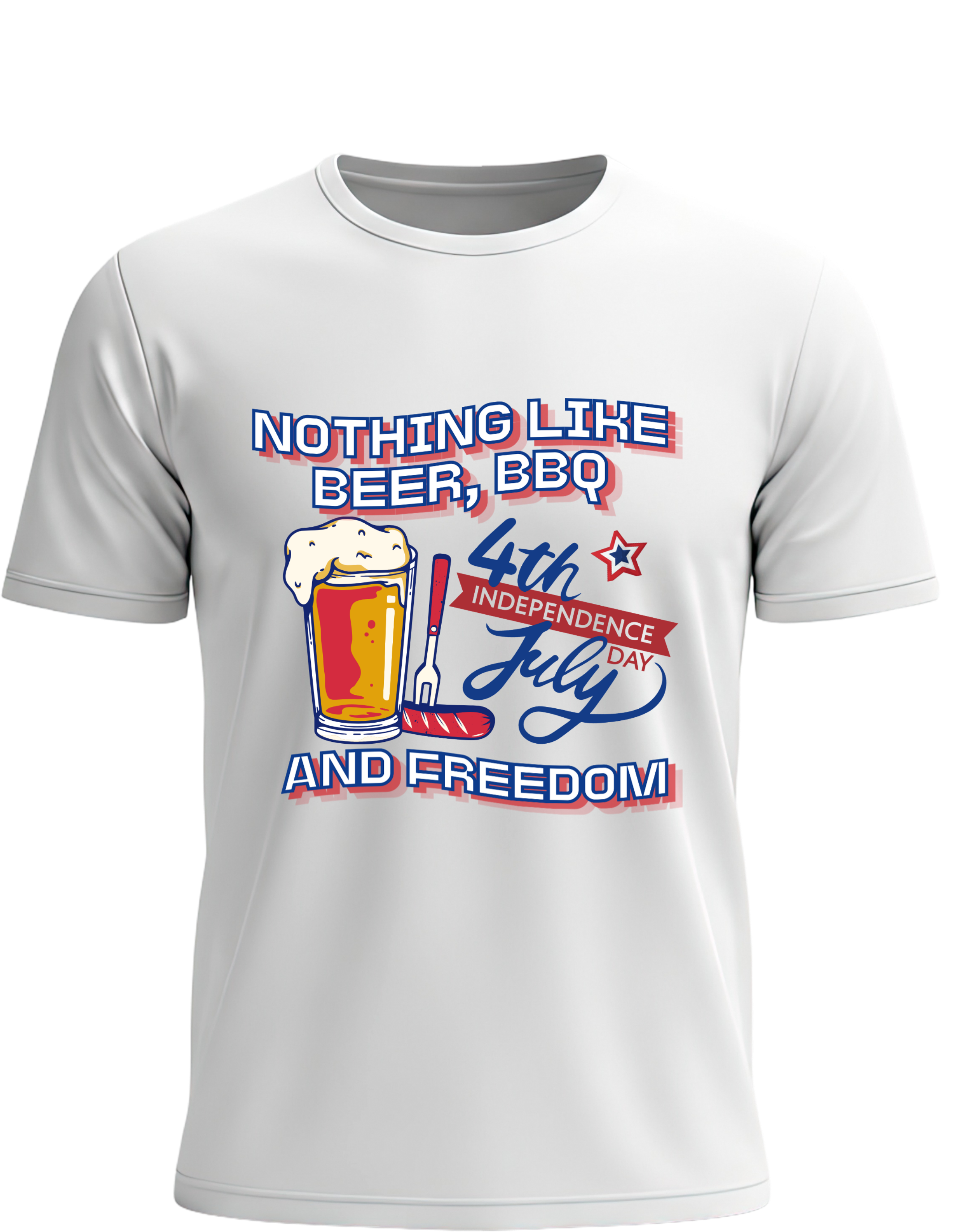 Beer, BBQ & Freedom Patriotic 4th of July Graphic Tee