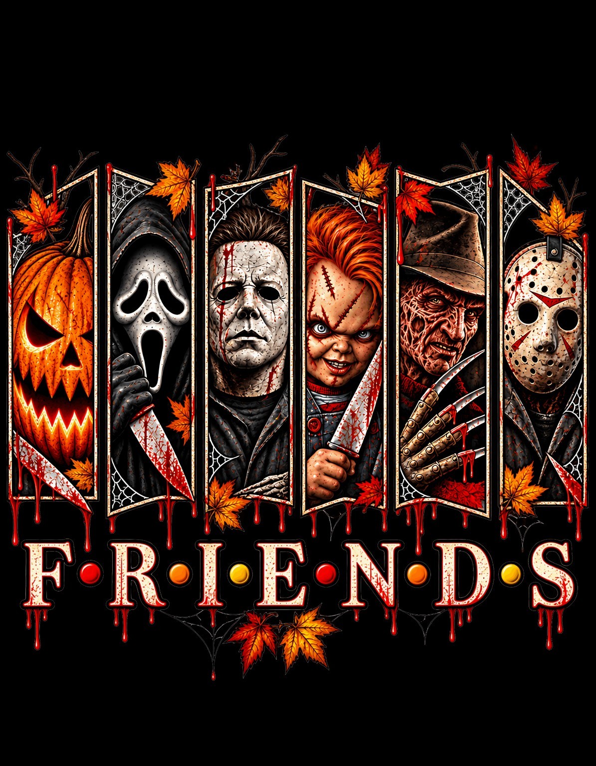 Halloween Friends horror graphic artwork