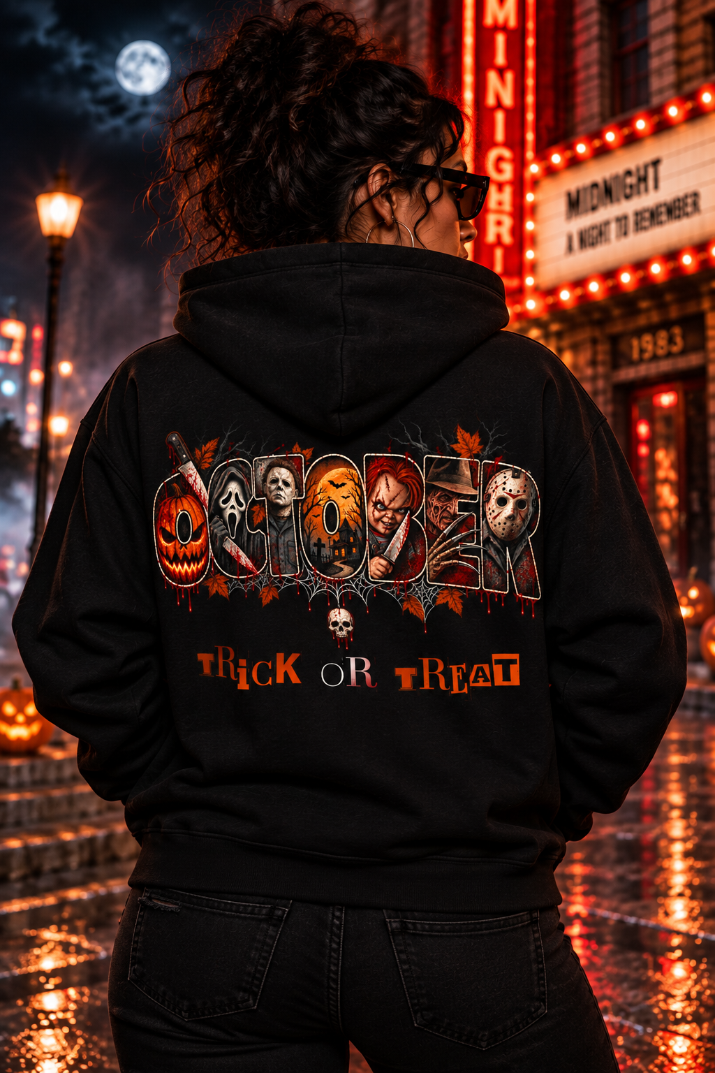 October Trick or Treat hoodie back design mockup