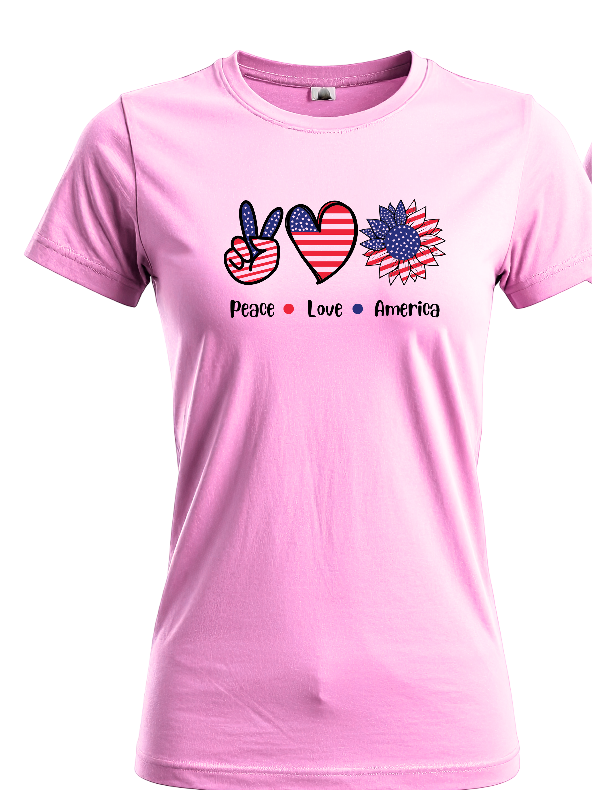 Peace Love America Shirt | Patriotic Sunflower Graphic Tee