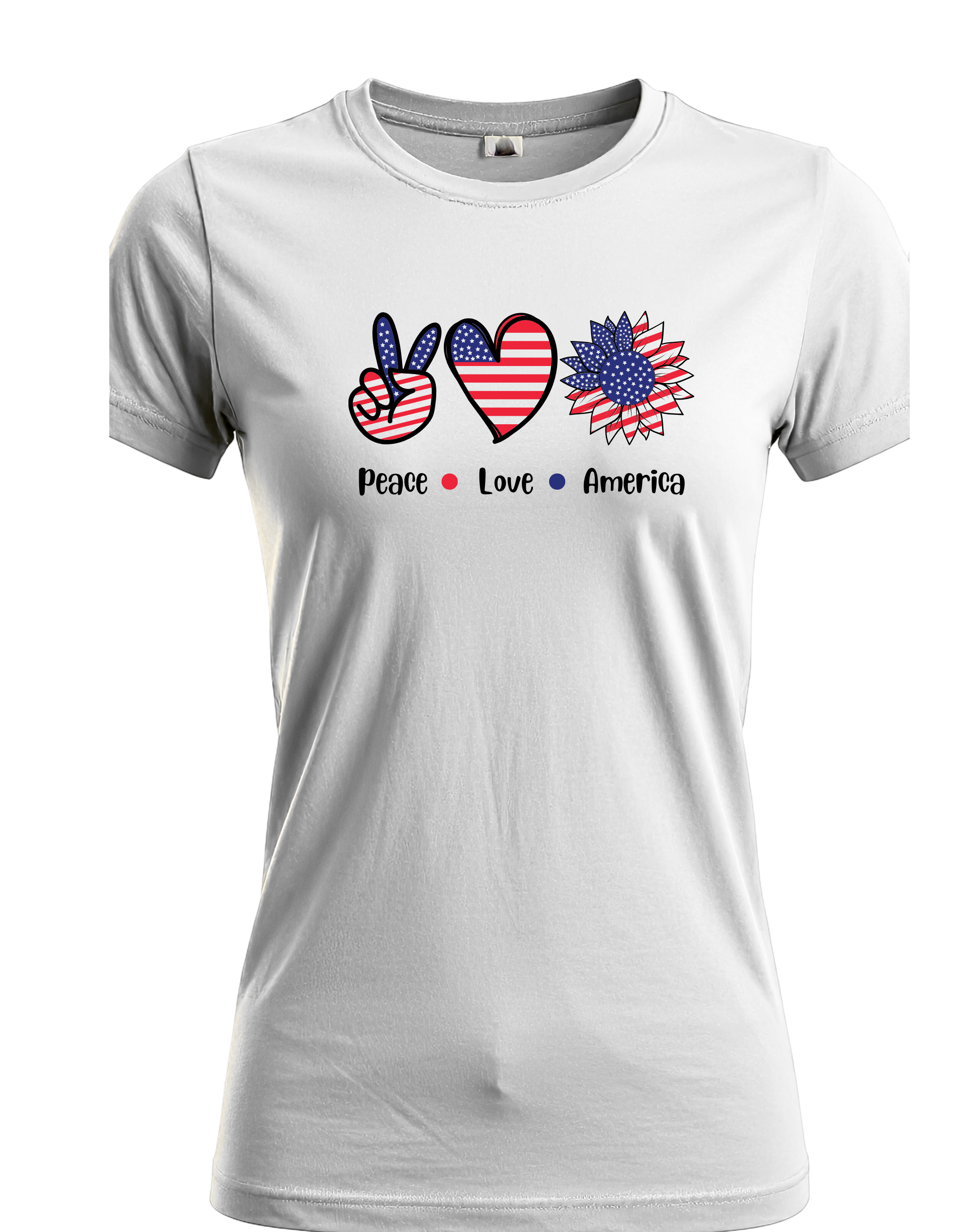 Peace Love America Shirt | Patriotic Sunflower Graphic Tee