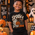 Child wearing Spooky Little Crew black Halloween T-shirt