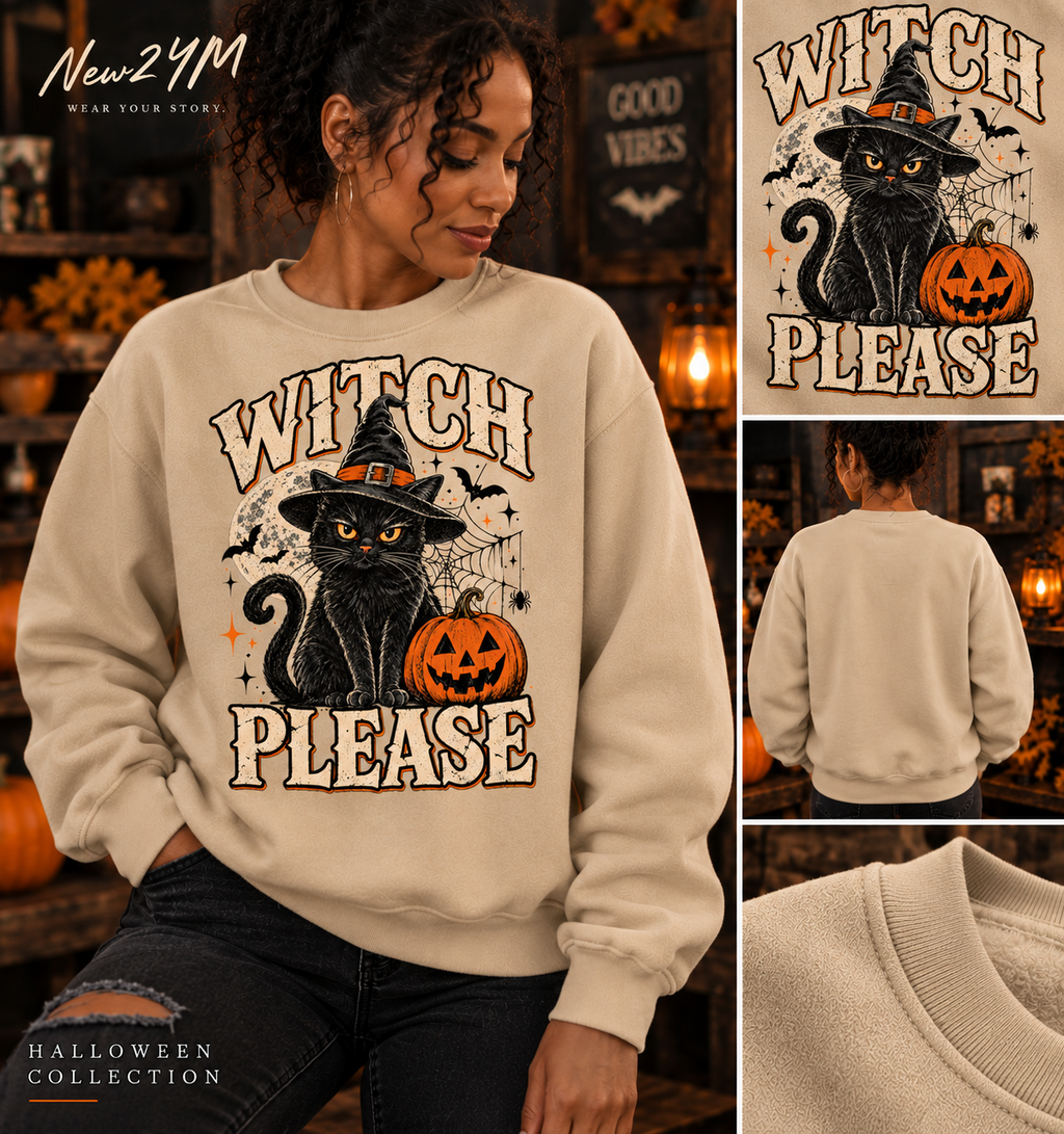 Witch Please Halloween Collection crewneck lifestyle mockup